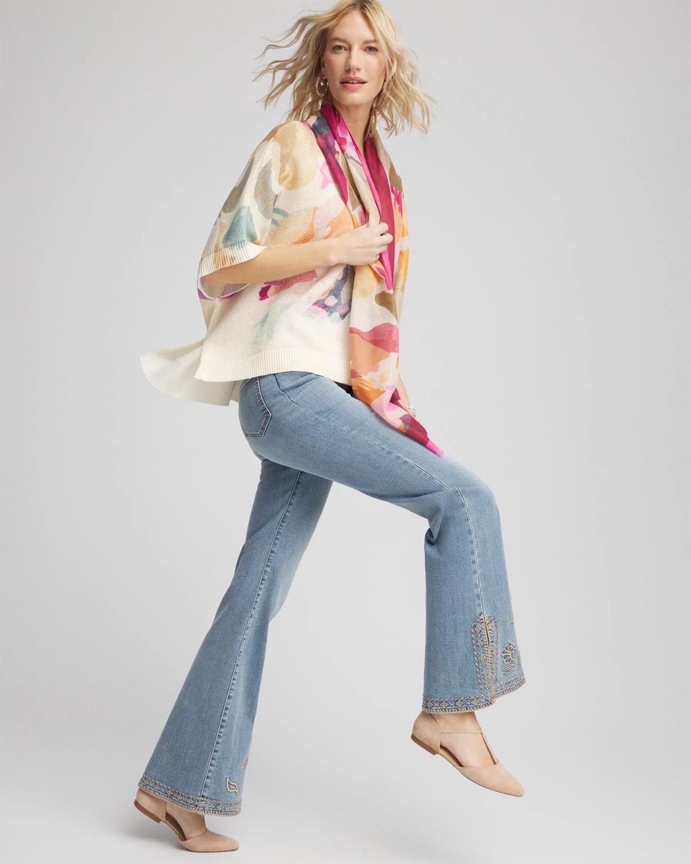 Crewneck Floral Poncho click to view larger image.