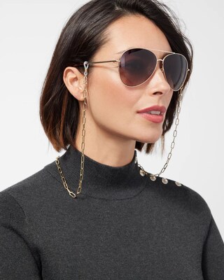 Gold Tone Paperclip Eyeglass Chain