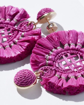 Pink Raffia Drop Earrings