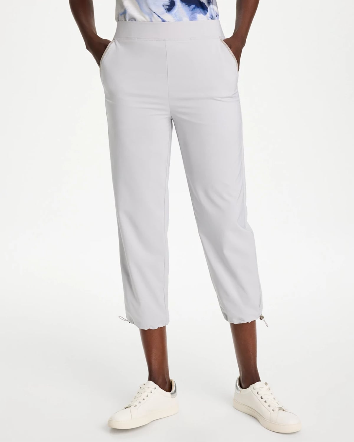 Chico's Pull-on Caviar Cropped Pants In Denim In Dove Gray