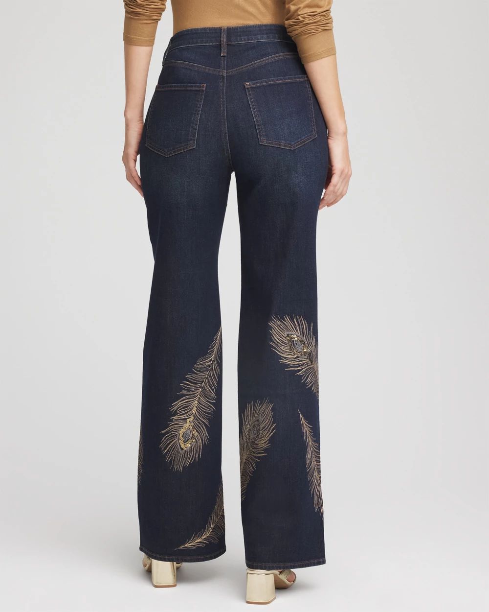 Embellished High-Rise Wide-Leg Jeans click to view larger image.