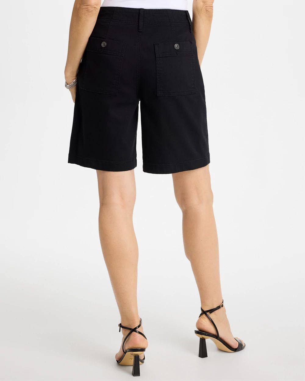 Pull-On Scallop Button Jean Shorts click to view larger image.