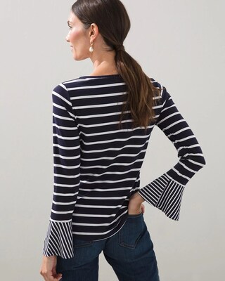 Touch of Cool Stripe Flutter Sleeve Tee