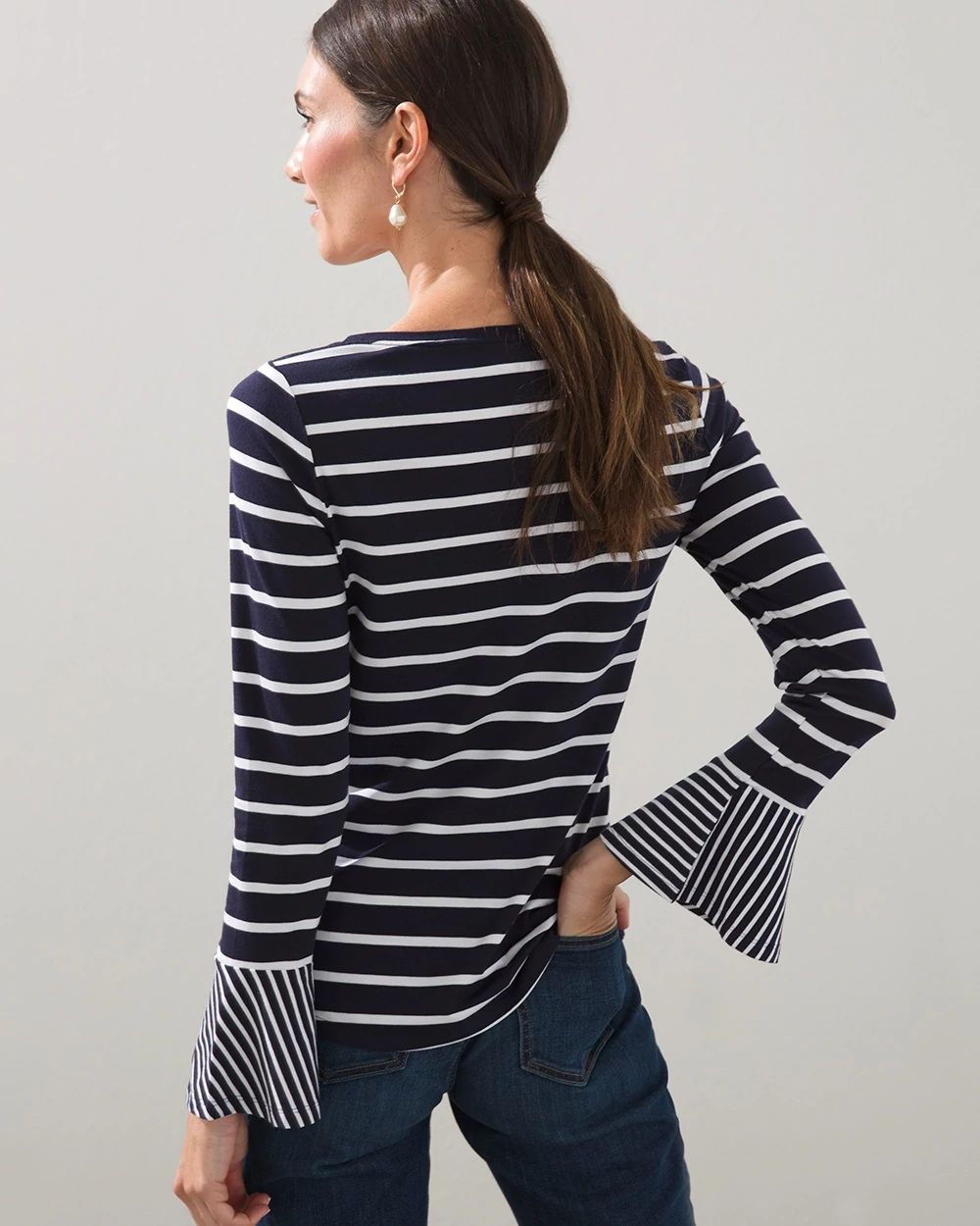 Touch of Cool Stripe Flutter Sleeve Tee