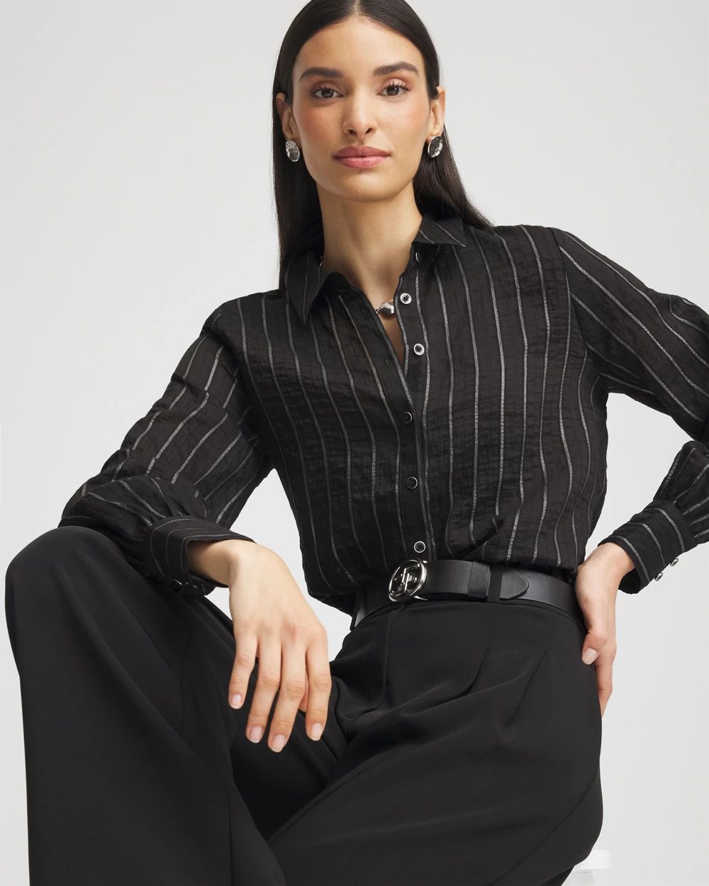 Classic Soft Button-front Blouse