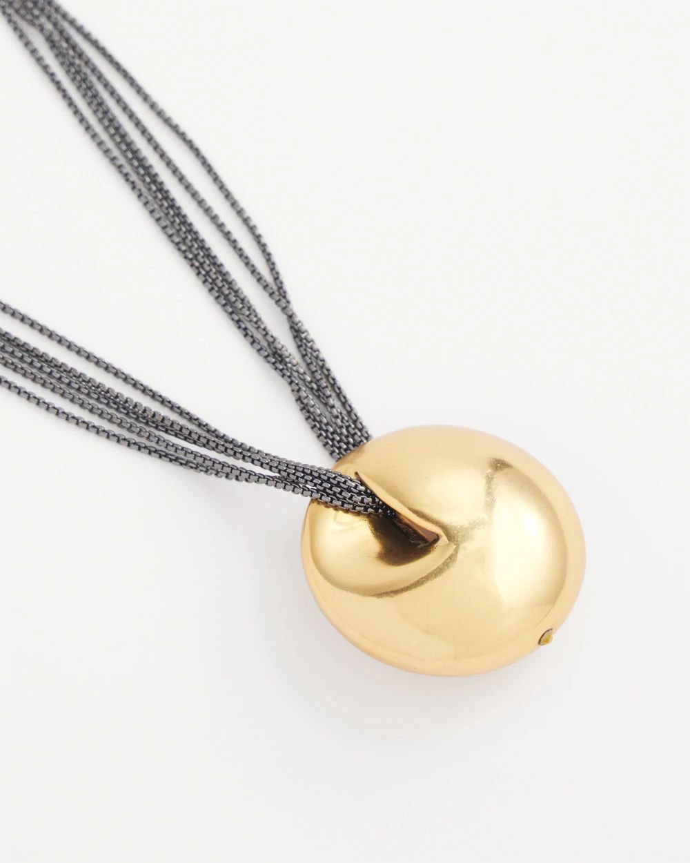 Mixed Metal Sphere Long Pendant Necklace