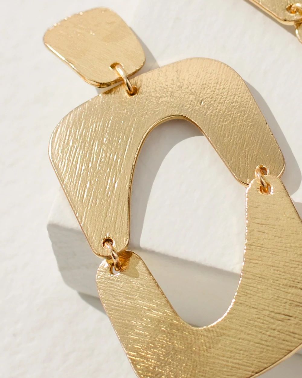 Square Gold Tone Drop Earrings