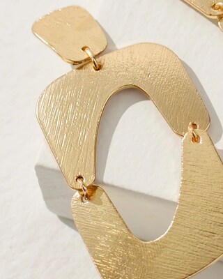 Square Gold Tone Drop Earrings