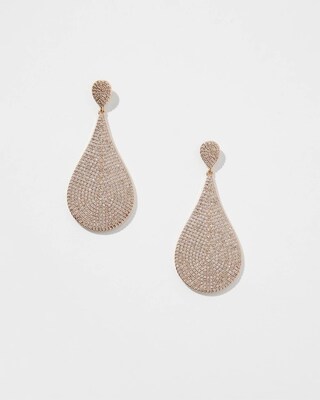 Gold Tone Pavé Teardrop Earrings
