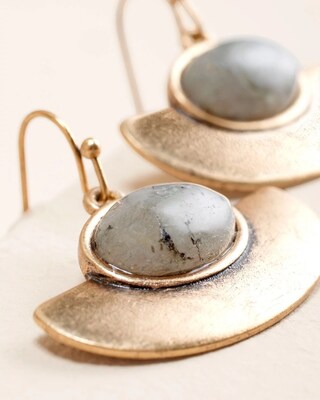 Gray Goldtone Labradorite Earrings
