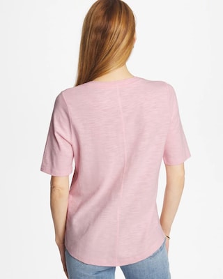 Double V-Neck Slub Rib Mix Tee click to view larger image.