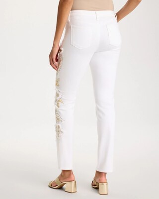 No Stain Girlfriend Floral Embellished Slim Ankle Jeans click to view larger image.
