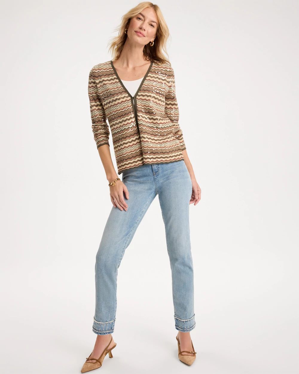 Ombre Sequin Open Cardigan click to view larger image.