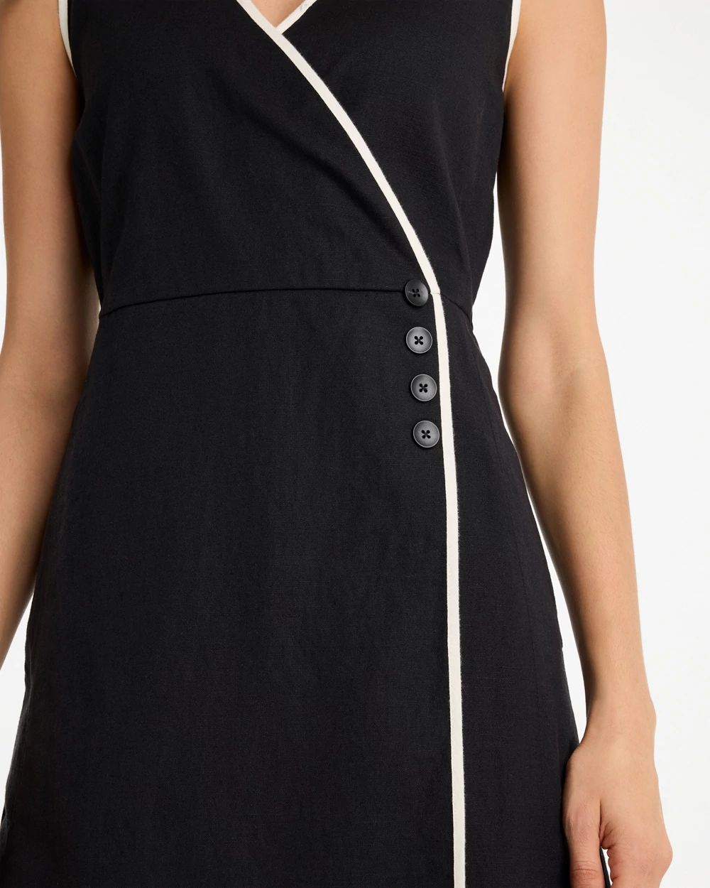 Petite Sleeveless Surplice Linen Dress click to view larger image.