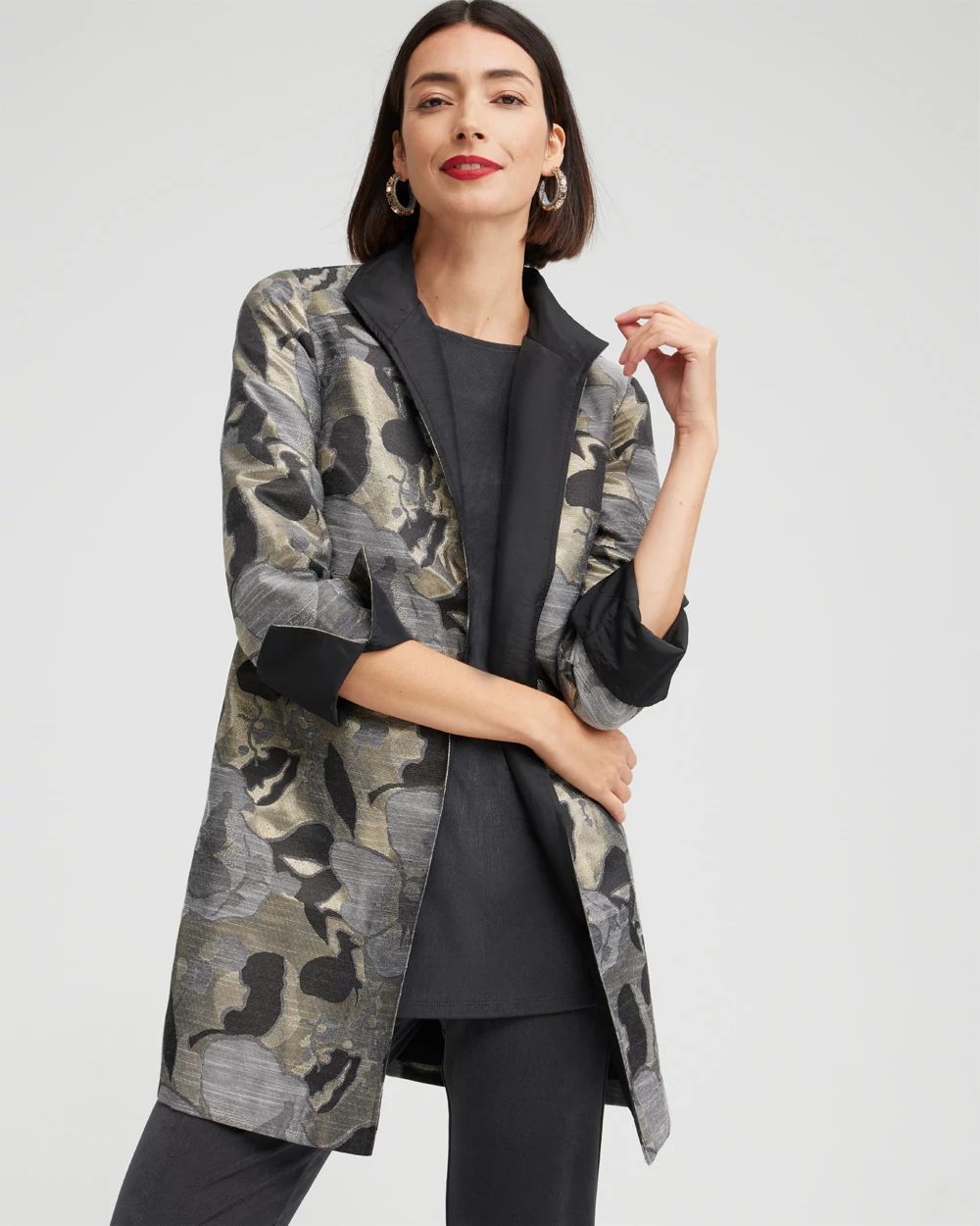 Travelers Collection Floral Jacquard Jacket