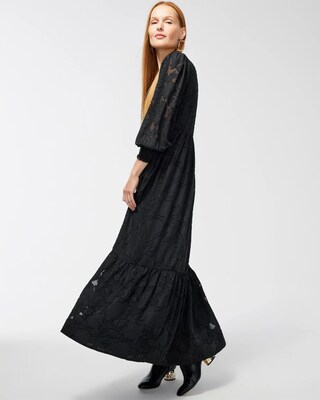 Chiffon Burnout Sleeve Maxi Dress