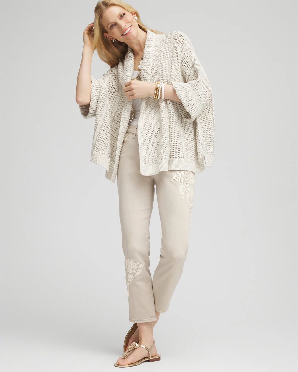 Novelty Knit Cuffed Sequin Ruana