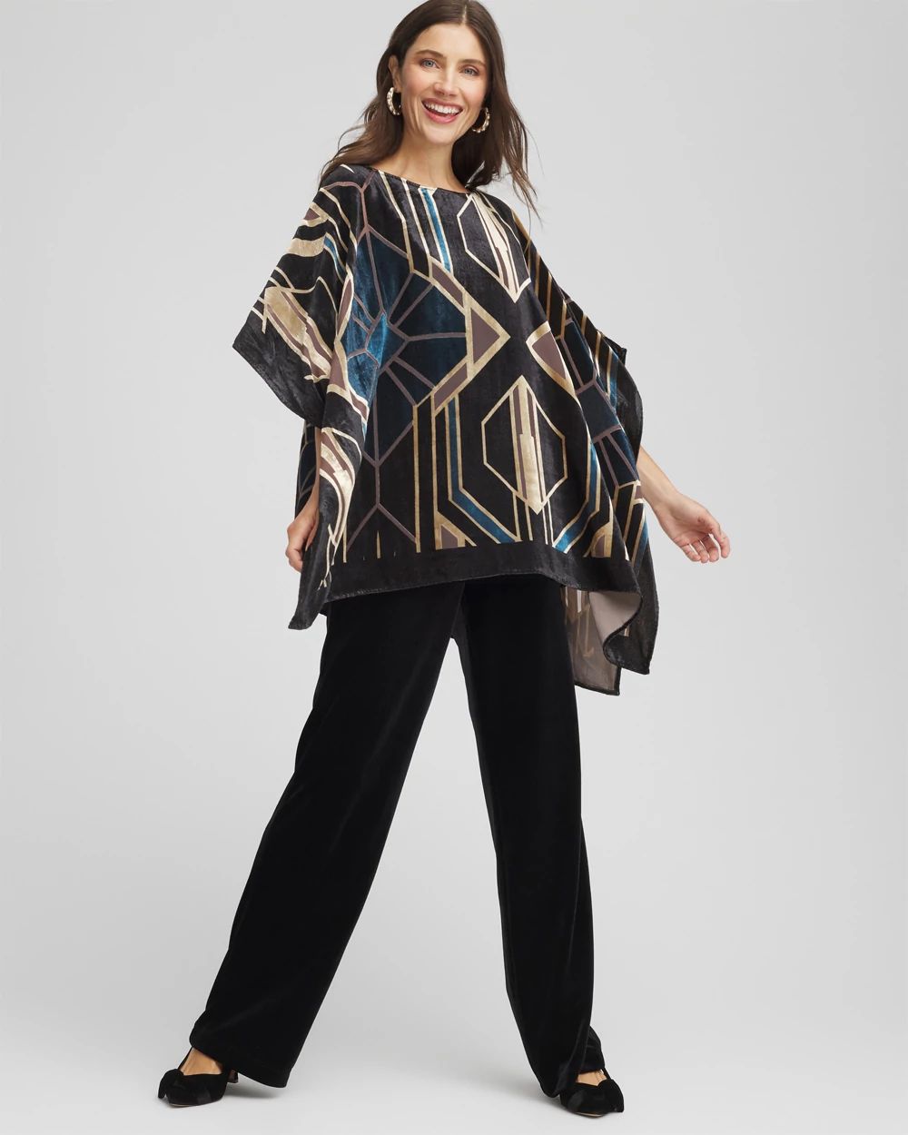 Travelers™ Art Deco Burnout Velvet Poncho