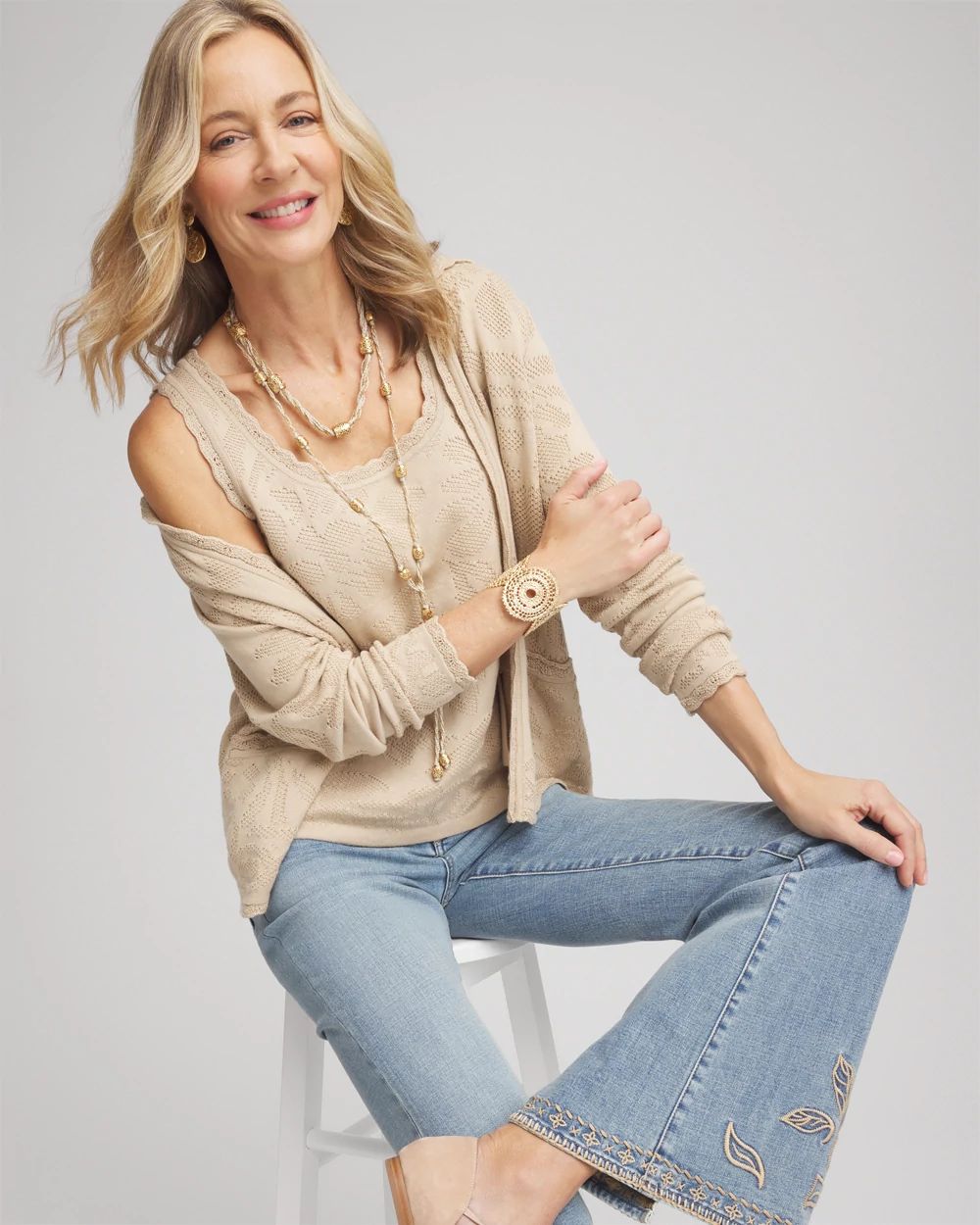 Pointelle Lace Scallop Sweater Tank