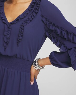 Ruffle Detail Smock Waist Dress click to view larger image.