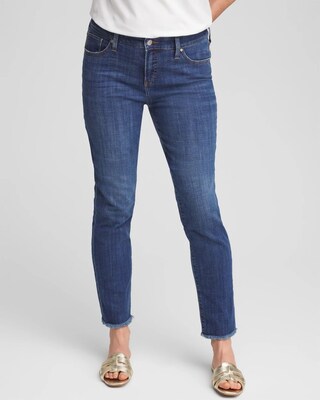 Girlfriend Fray Hem Ankle Jeans