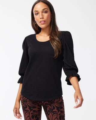 Cotton Slub Ruffle Cuff Tee