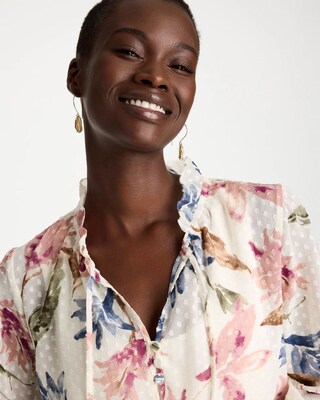 Clip Dot Floral Popover Blouse click to view larger image.