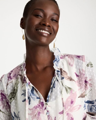 Clip Dot Floral Popover Blouse click to view larger image.
