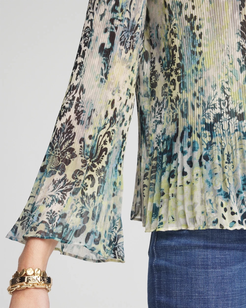 Animal Print Pleated Blouse