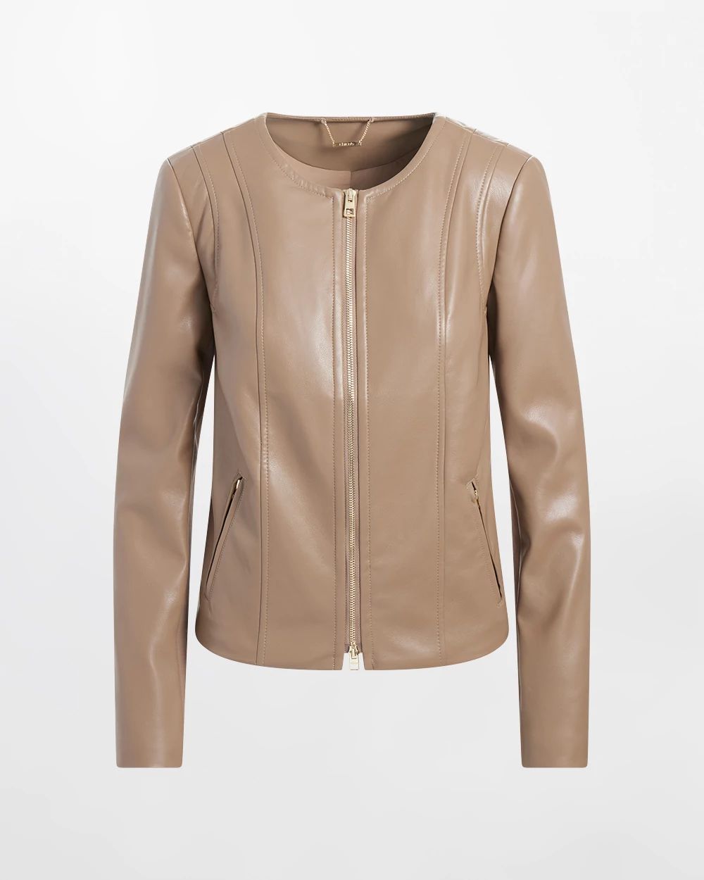 Faux Leather Knit Detail Jacket