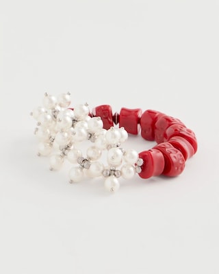 Red Resin Pearlescent Stretch Bracelet click to view larger image.