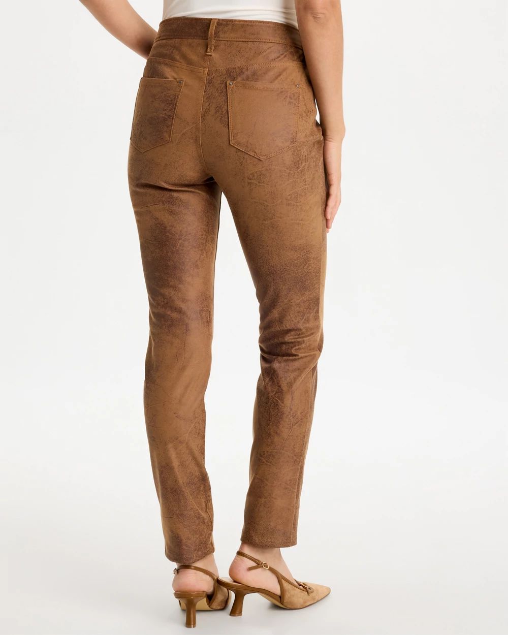 Coated Knit Five-Pocket Skinny Pants click to view larger image.