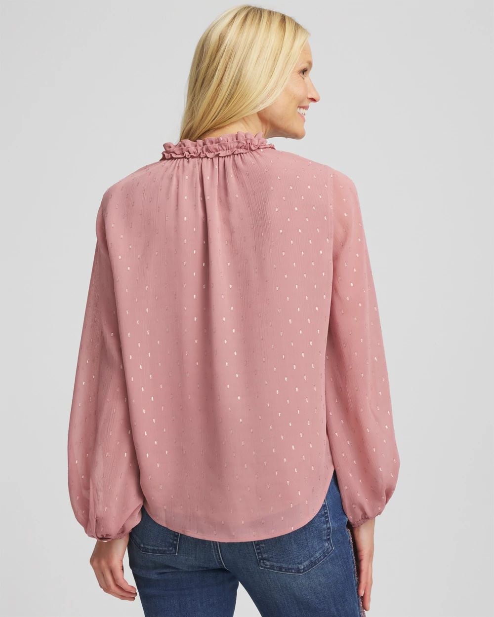 Ruffleneck Lined Georgette Blouse