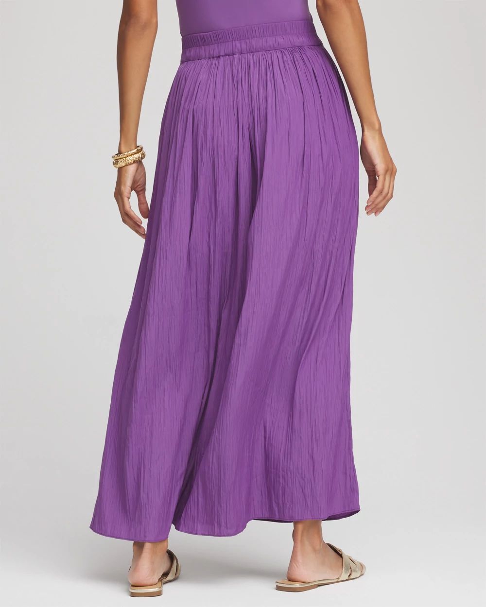 Pull-on Pleated Maxi Skirt