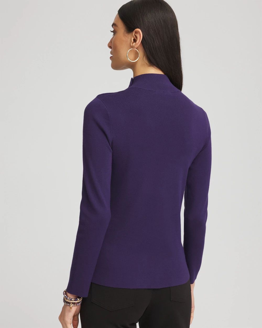 Ecovero™ Button Mock Neck Sweater click to view larger image.