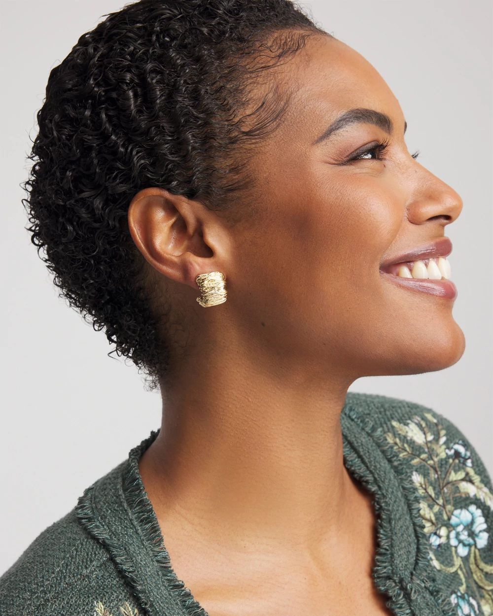 No Droop® Crinkled Huggie Hoop Earrings