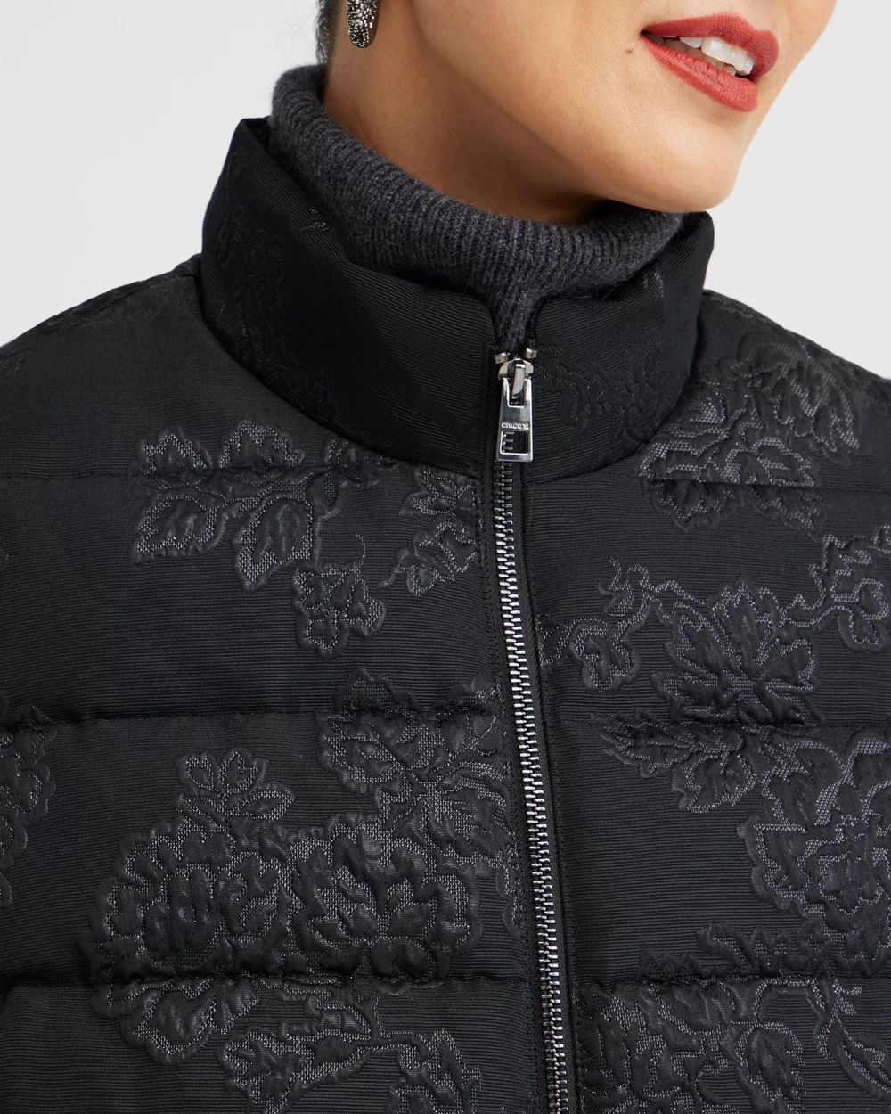 Jacquard Print Puffer Vest
