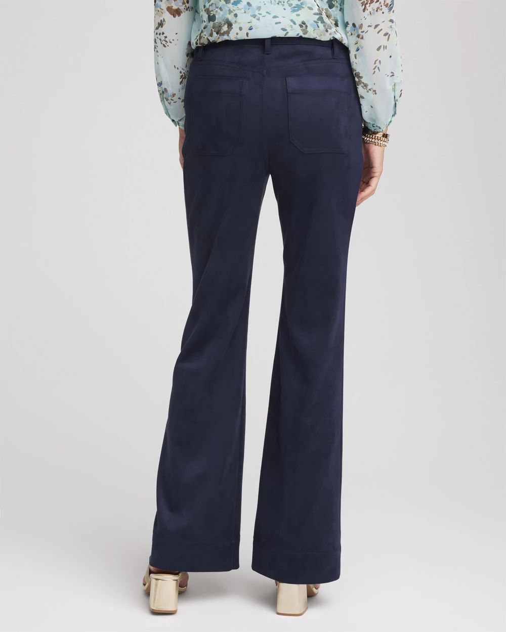 Petite Suede Motif Bootcut Ankle Pants