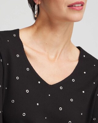 Studded V-neck Pullover Sweater