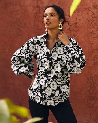 3D Embroidered Floral Shirt