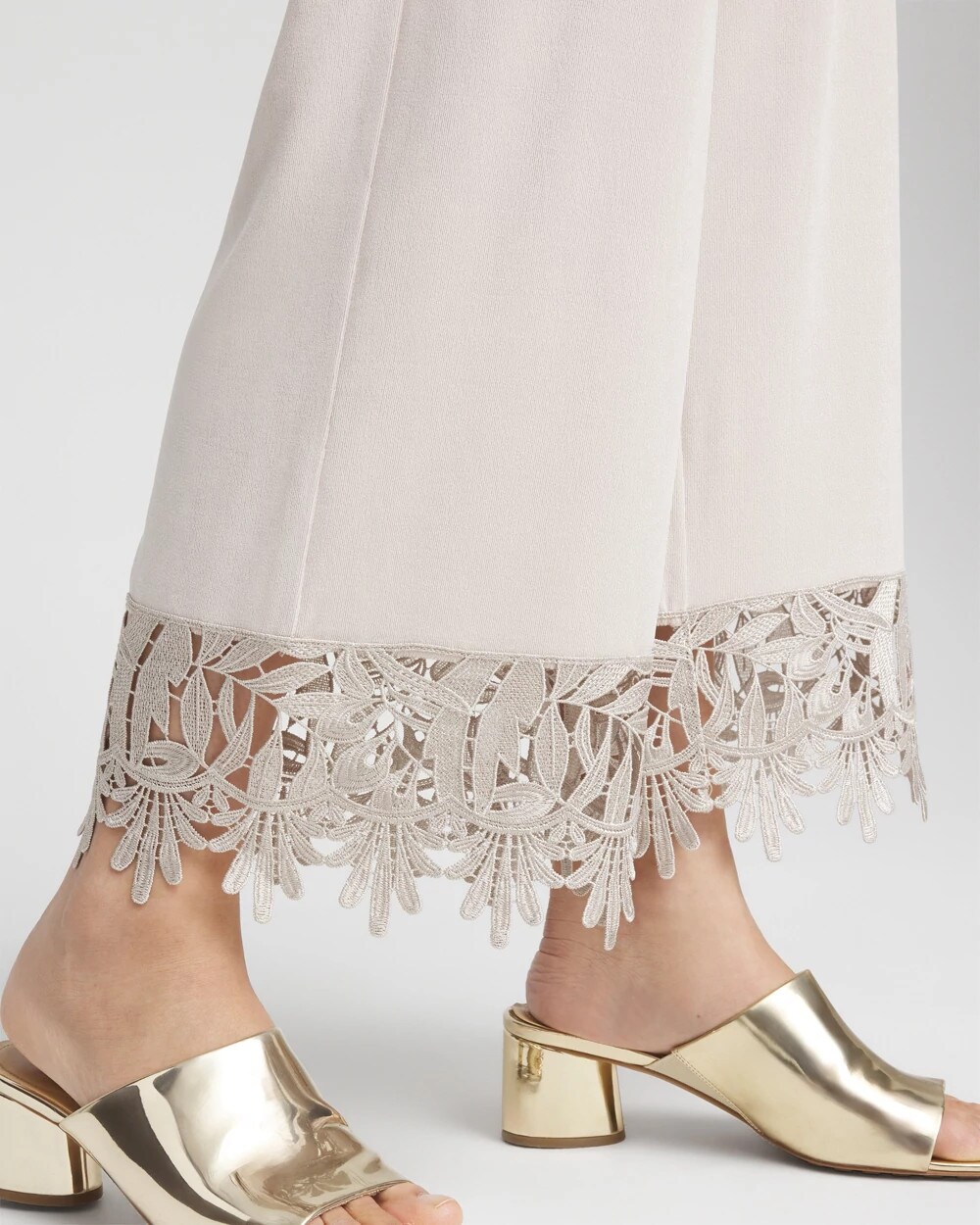 Petite Travelers™ Lace Trim Cropped Pants