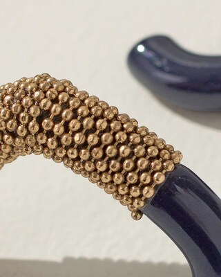 Blue and Gold Tone Hoop Earrings