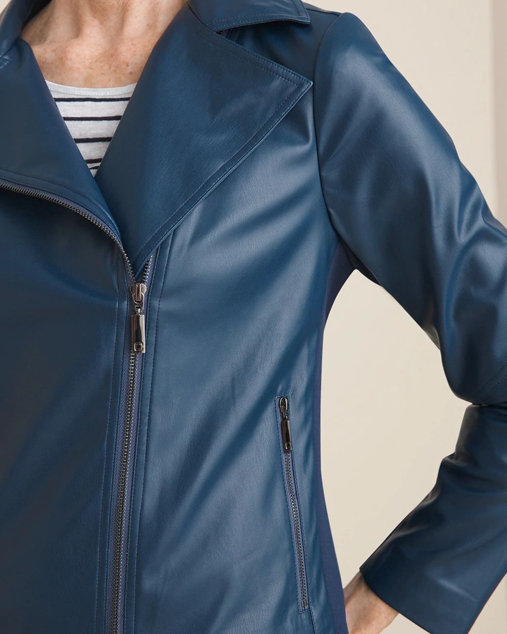 Faux-Leather Moto Jacket