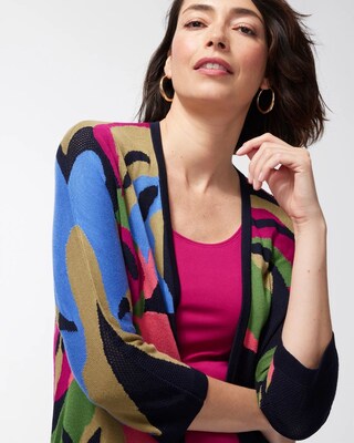 Tropical Print Mesh Cardigan