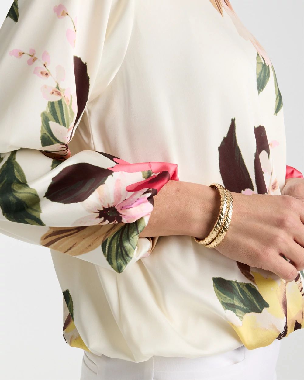 Crewneck Satin Bubble Hem Top