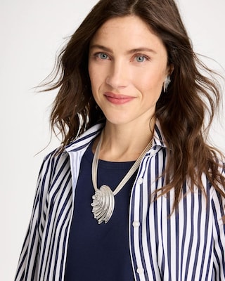 Silvertone Shell Pendant click to view larger image.