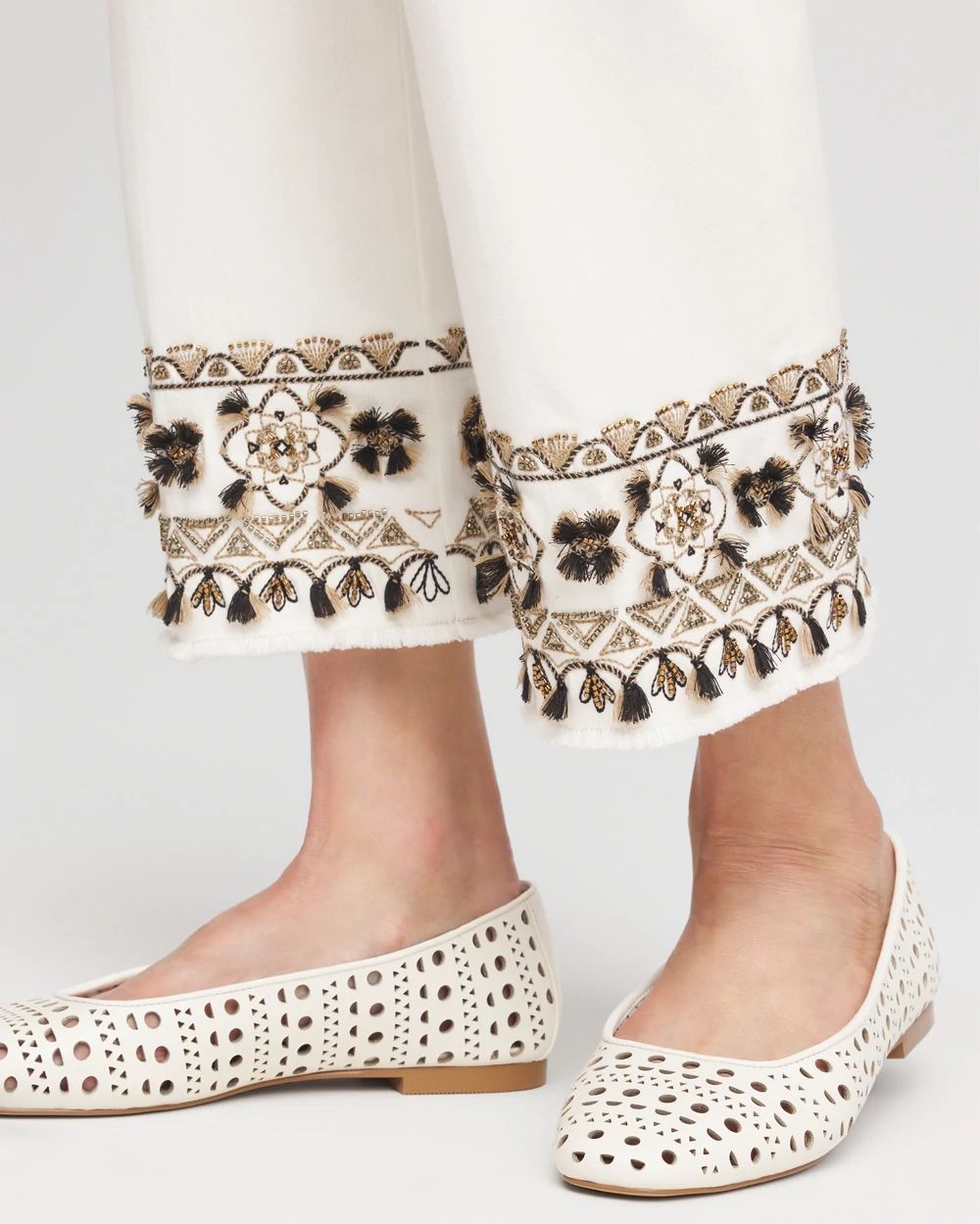 Girlfriend Embroidered Kick Flare Jeans