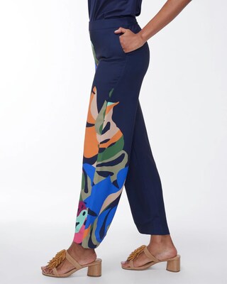 Petite Palm Print Wide Leg Soft Crops