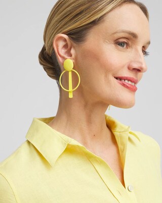 Yellow Clip-on Drop Hoops
