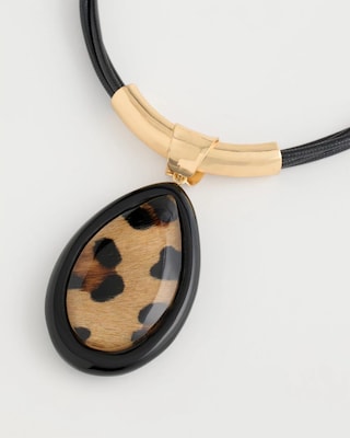 Animal Hair On Leather Pendant Necklace click to view larger image.